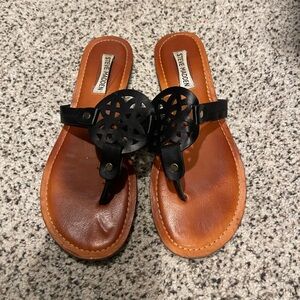 Steve Madden Black and Tan Women's Sandals